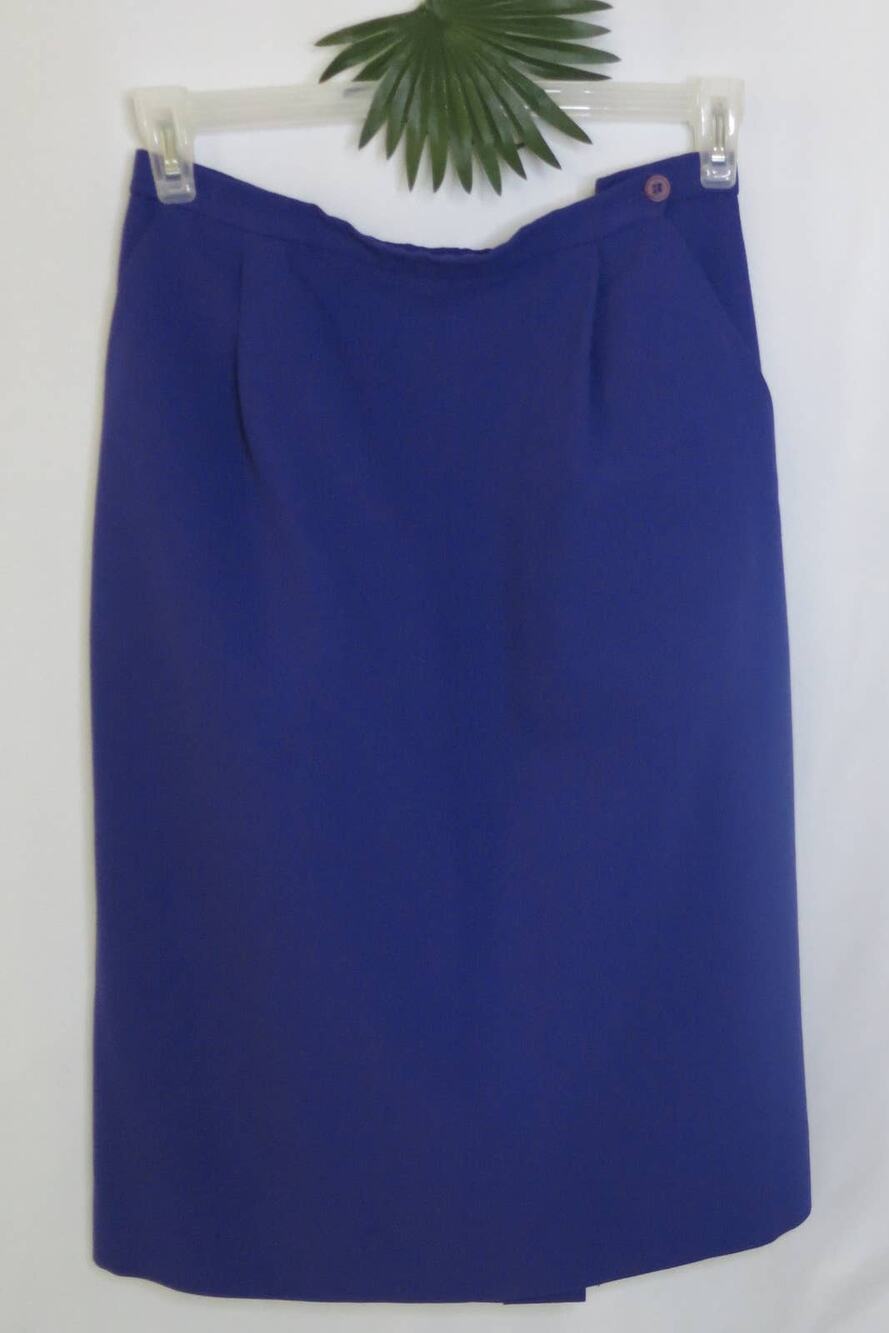 FASHION STAR Vintage Long Skirt Size 12 Lined Pleats Pockets Buttons Purple